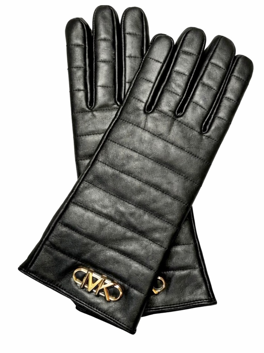 🎯LAST DROP 💎MICHEAL KORS NWOT Black Gloves Genuine Leather Gloves MK Logo O/S